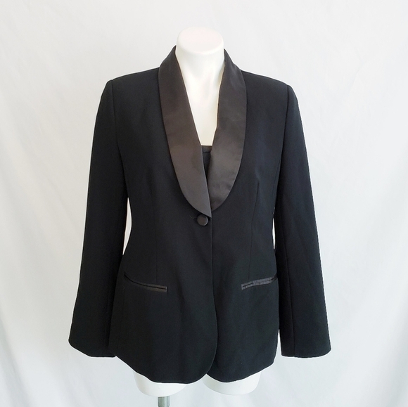 NWT Tuxedo Style Blazer Black w/Satin Trim Size Small - Picture 1 of 10